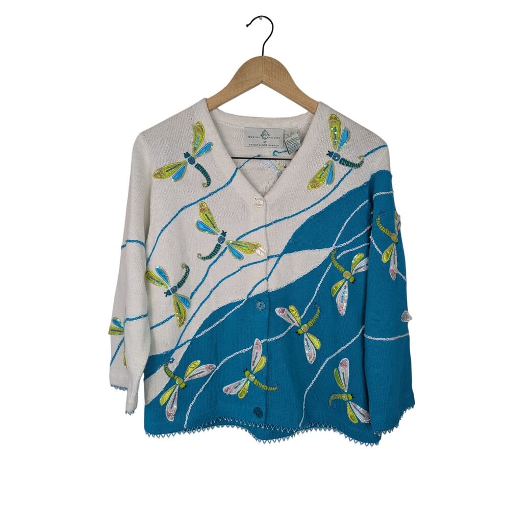 Design Options by Philip & Jane Gordon Dragonfly Embroidered Buttoned Cardigan